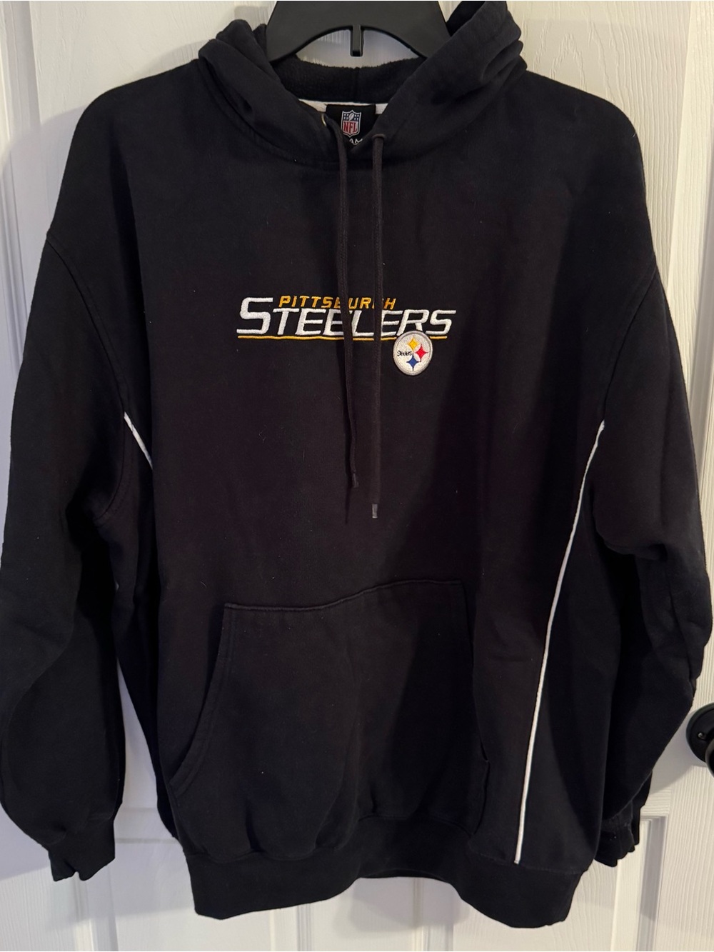 NFL Pittsburgh Steelers Black Crewneck Hoodie with Yellow Logo
